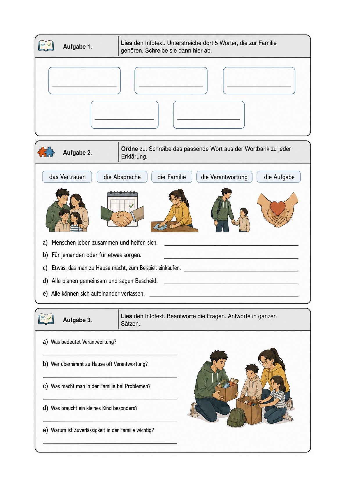 Heftseite 3: Aufgaben zum Verstehen des Infotexts